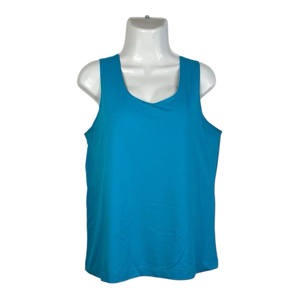 Chico's Tank Top Women’s Sz 3/XL Blue Scoop Neck Sleeveless Shell Blouse Career